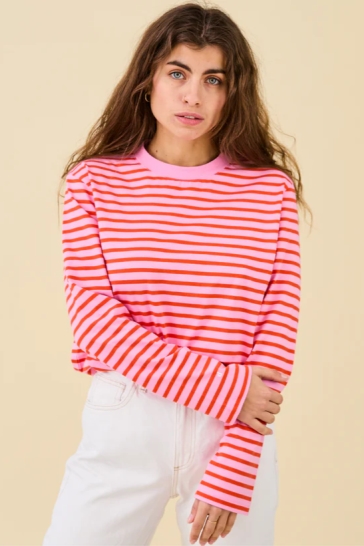 Jyoti Fair Works Damen vegan Langarmshirt Popeia Rosa/Rot