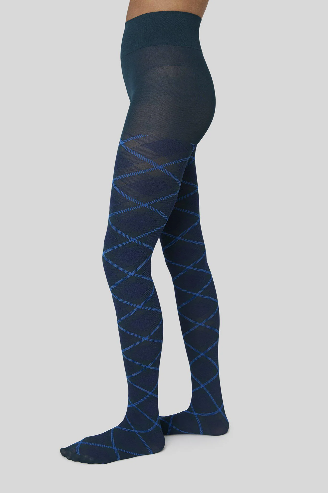 Swedish Stockings womens vegan Tights Franka Check Dark Green