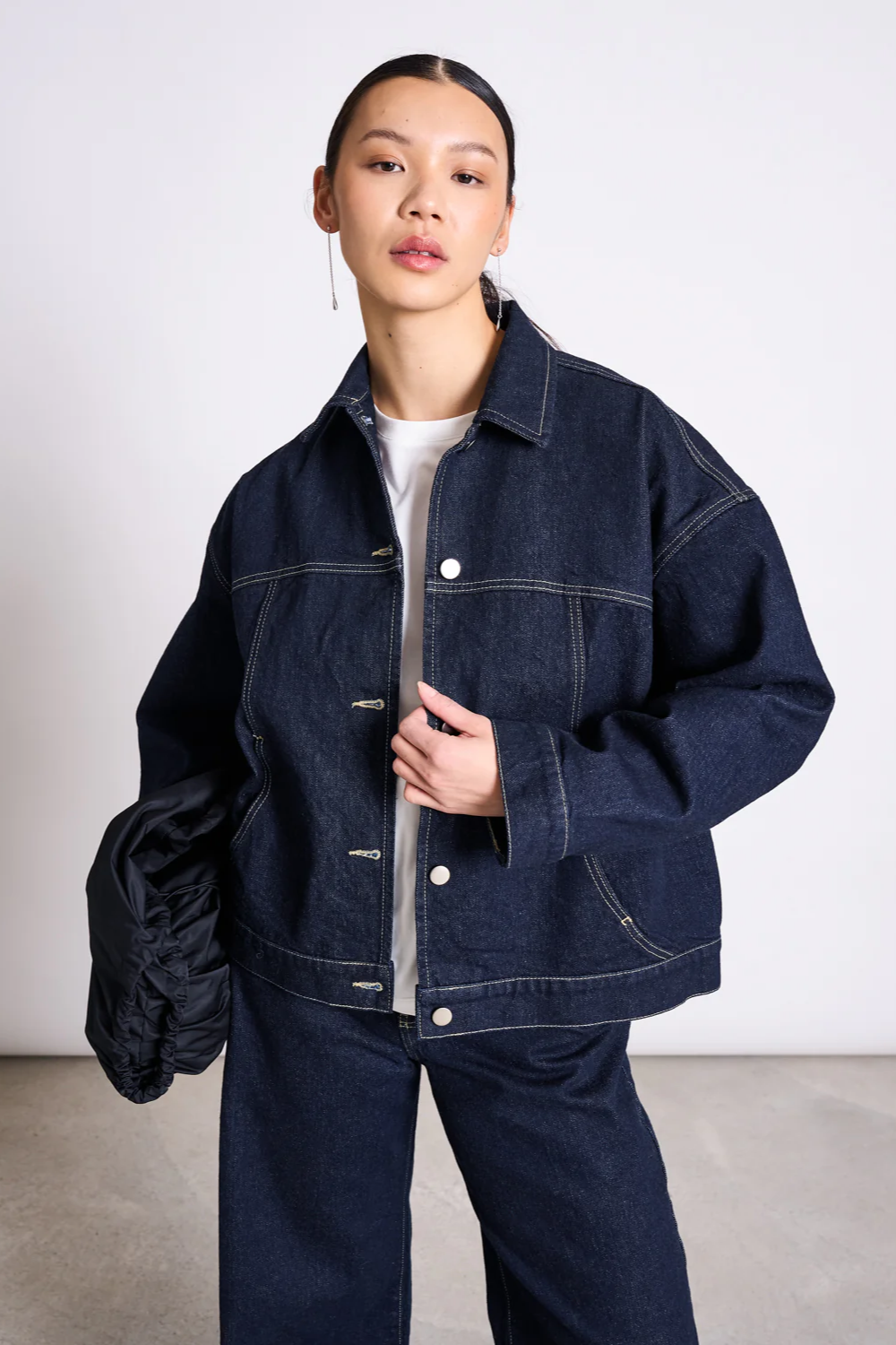 Image of JAN 'N JUNE dames vegan Jas Denim Vilme Donkerblauw