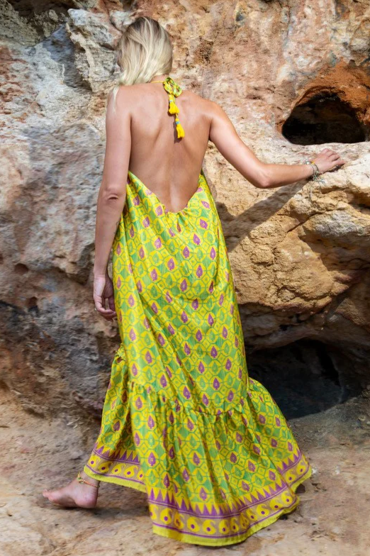 el.résidu Damen vegan Kleid Myra Gelb