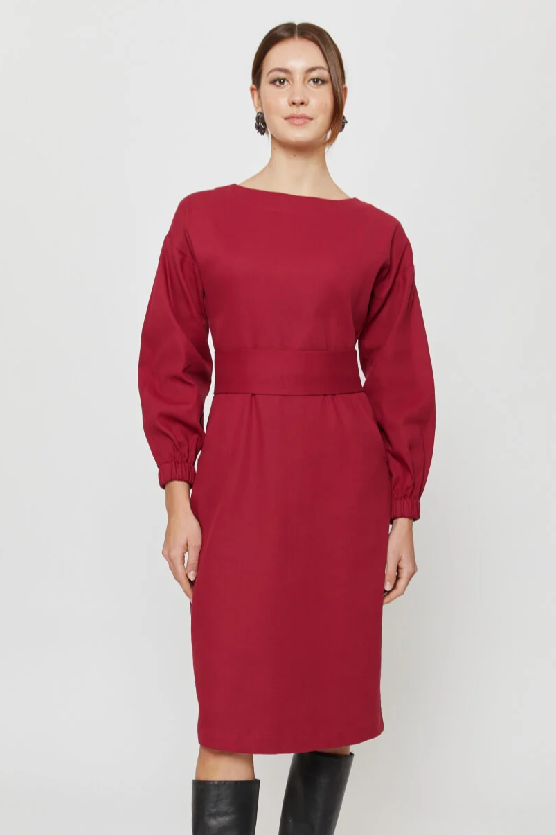 Image of AYANI dames vegan Jurk Stefanie Rood Bordo