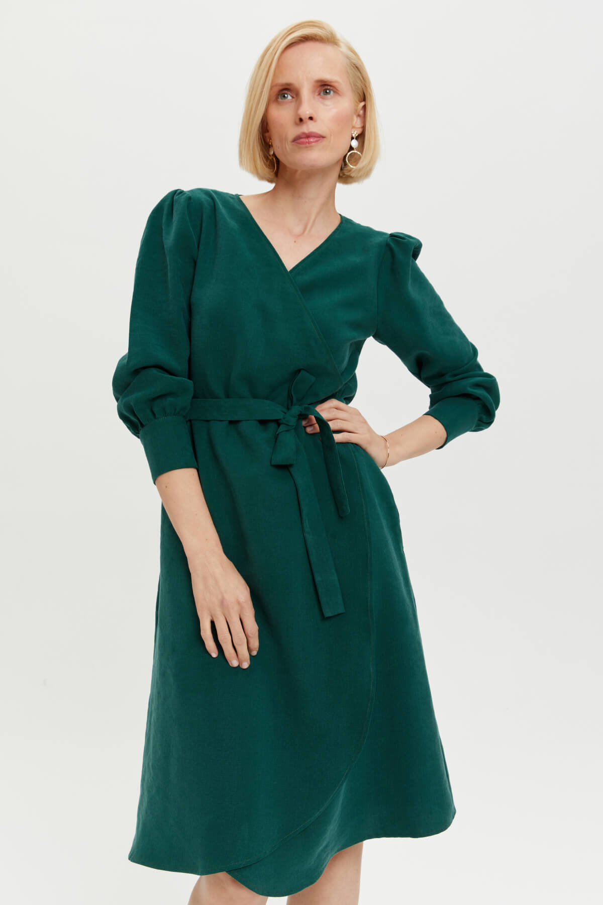 Image of AYANI dames vegan Wikkeljurk Sophie Forest Green