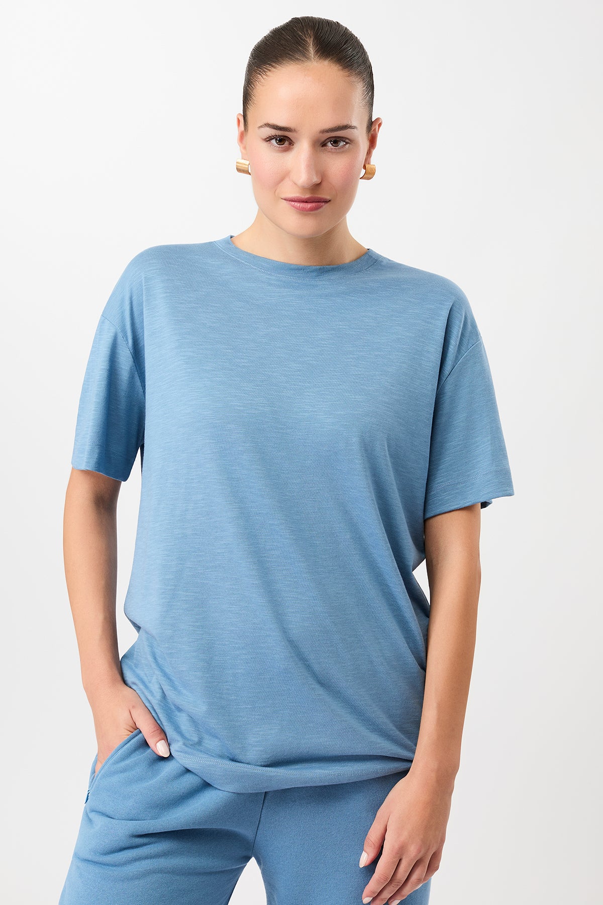 Mandala Damen vegan T-Shirt Boyfriend Wave Blau