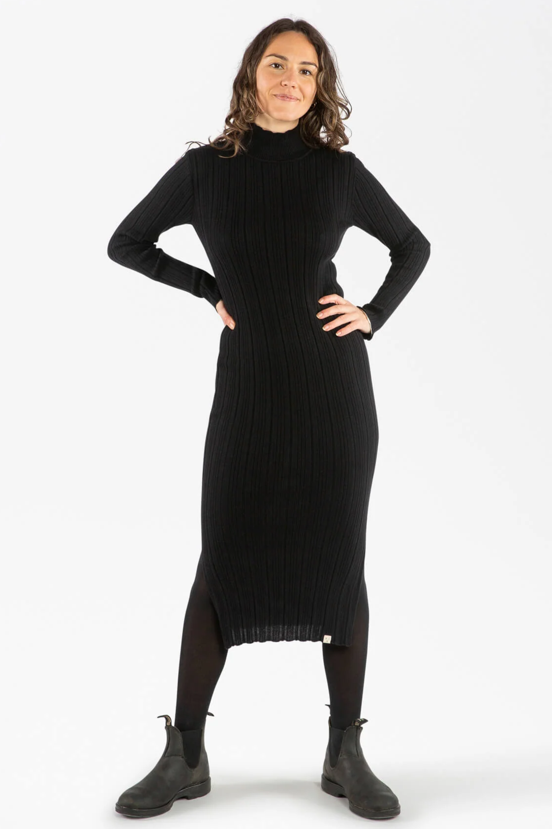 Image of MATONA dames vegan Jurk Ribbed Onyx Zwart
