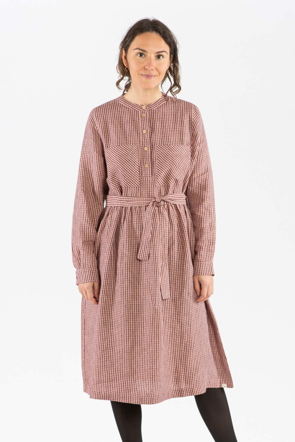 Image of MATONA dames vegan Jurk Met Riem Heather Donkerrood