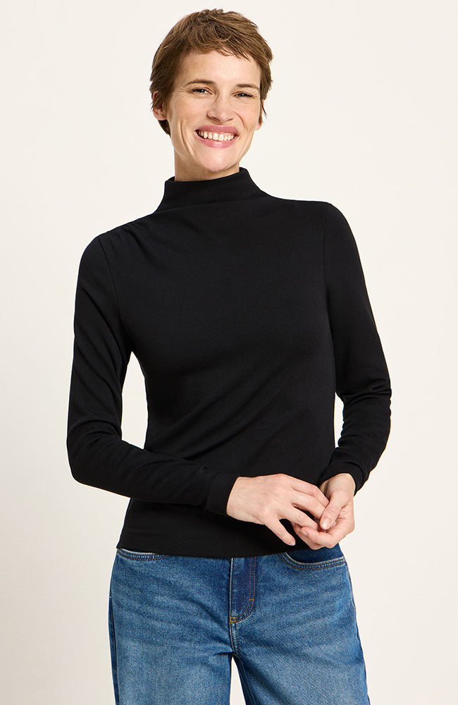 LANIUS Damen vegan Pullover Rollkragenpullover Schwarz