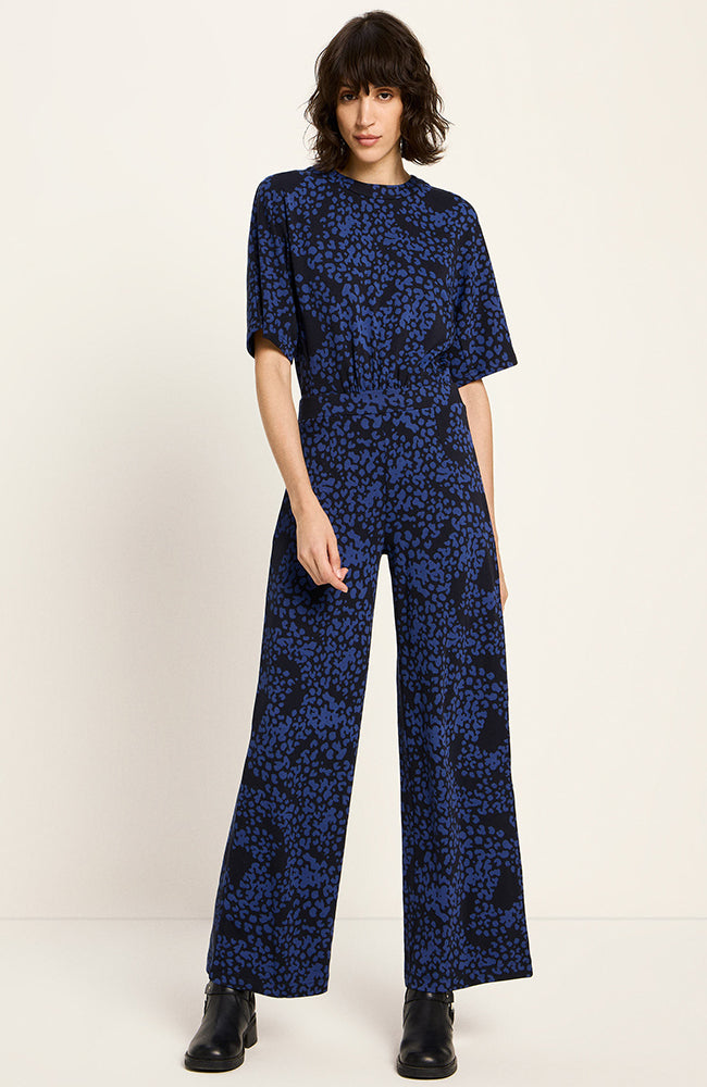 LANIUS Damen vegan Jumpsuit Print Schwarz Blau