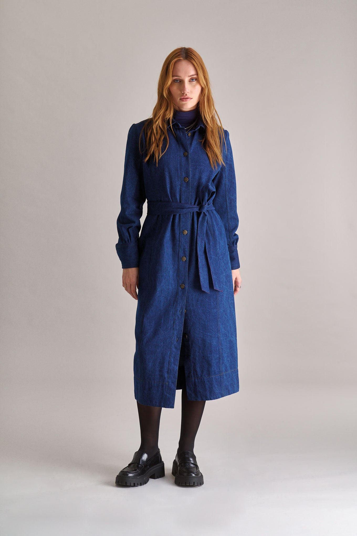 KOMODO Damen vegan Kleid Denim Hariti Dunkelblau