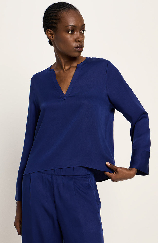 LANIUS Damen vegan Bluse Lila Blau