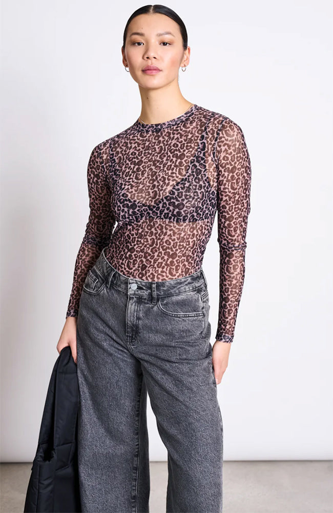 JAN N JUNE JAN 'N JUNE Damen vegan Top Langarmshirt Dora Leopard Print