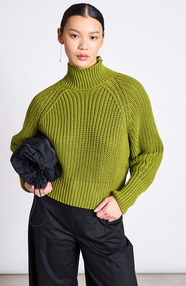 JAN N JUNE JAN 'N JUNE Damen vegan Pullover Ola Moosbirne GrÃ¼n