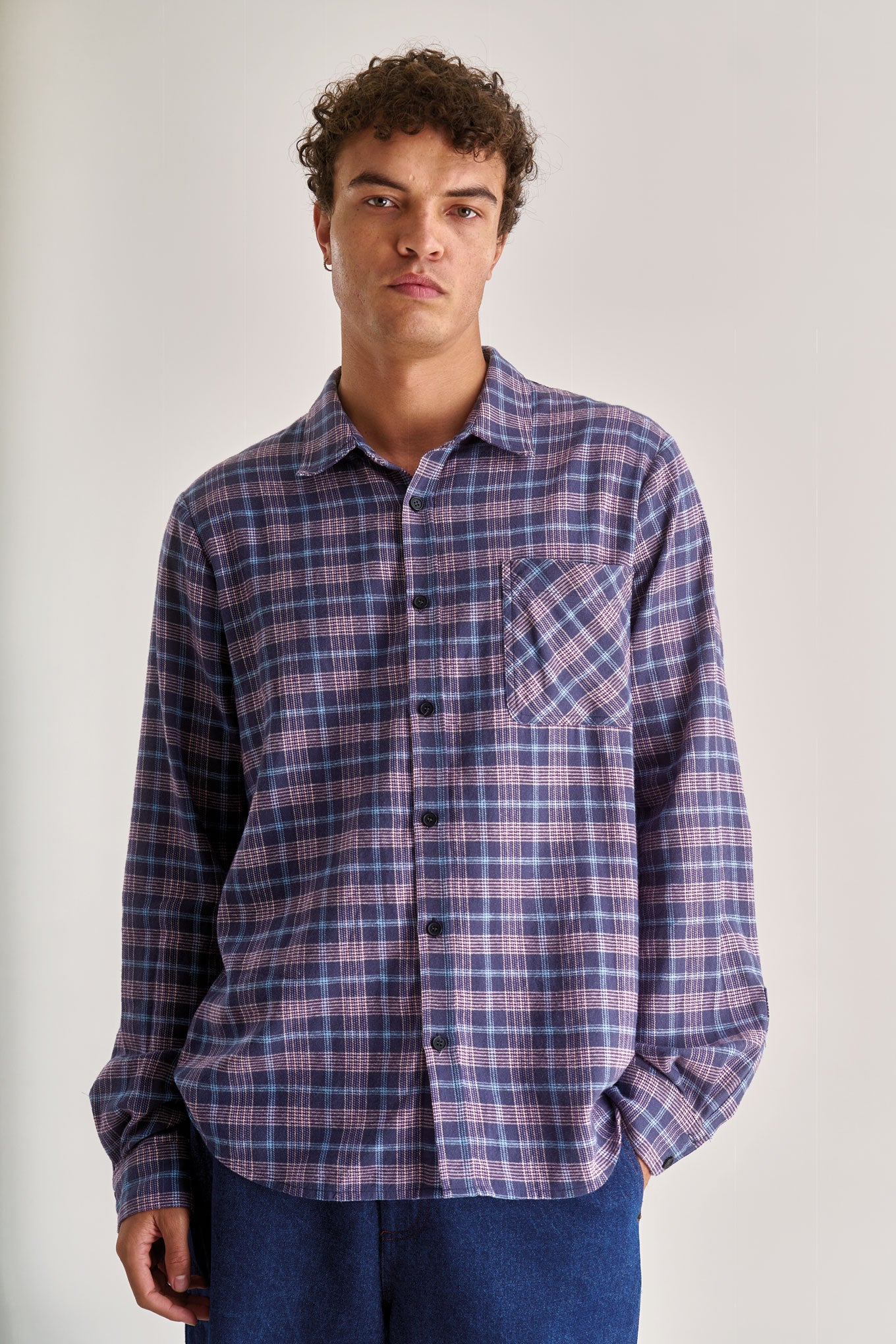 KOMODO Herren vegan Hemd Flanell Santi Lila