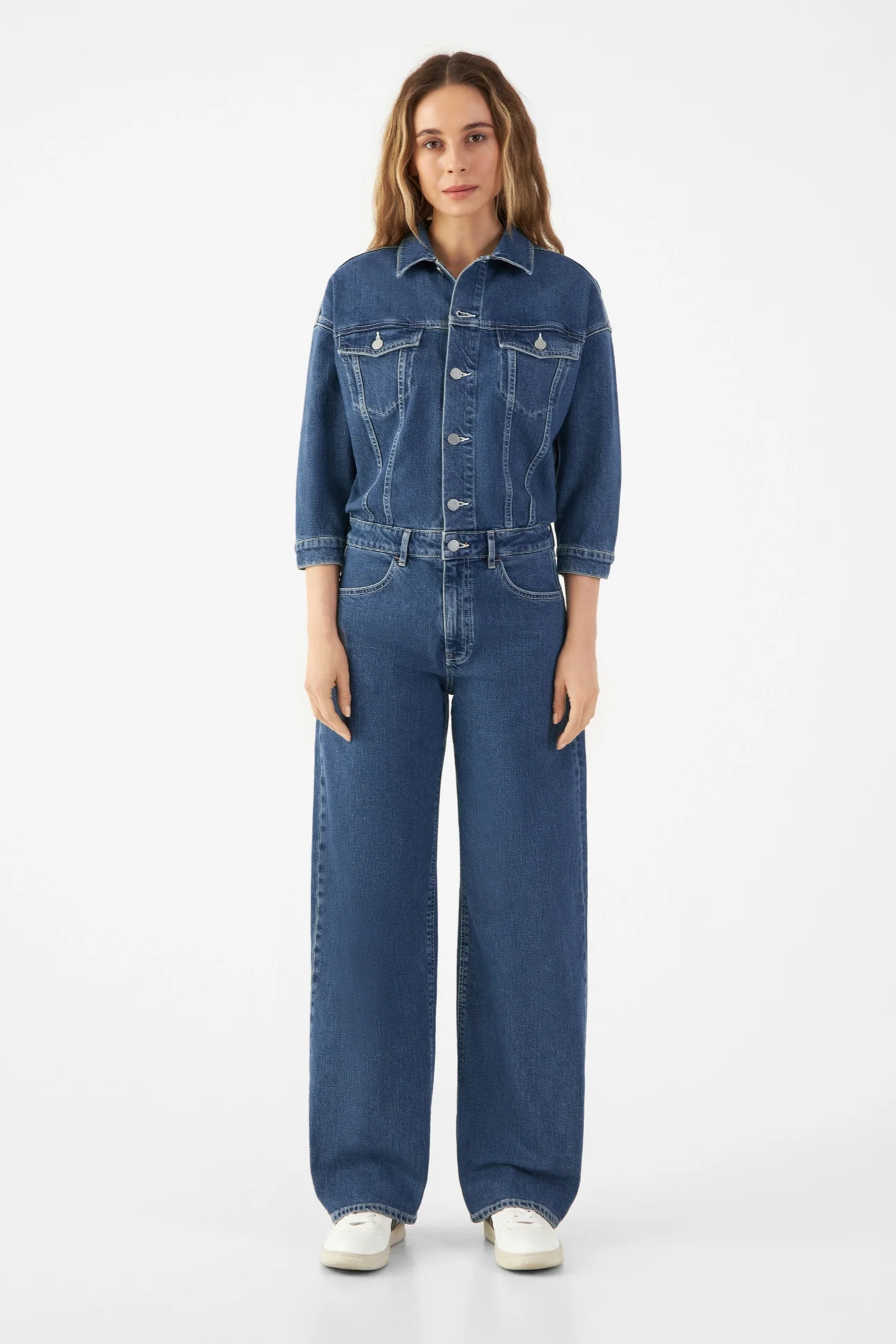Image of Dawn dames vegan Jumpsuit Ros Vintage Blauw