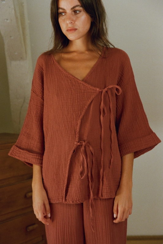 Image of NÃ©nÃ©s dames vegan Blouse HaydÃ©e Terracotta