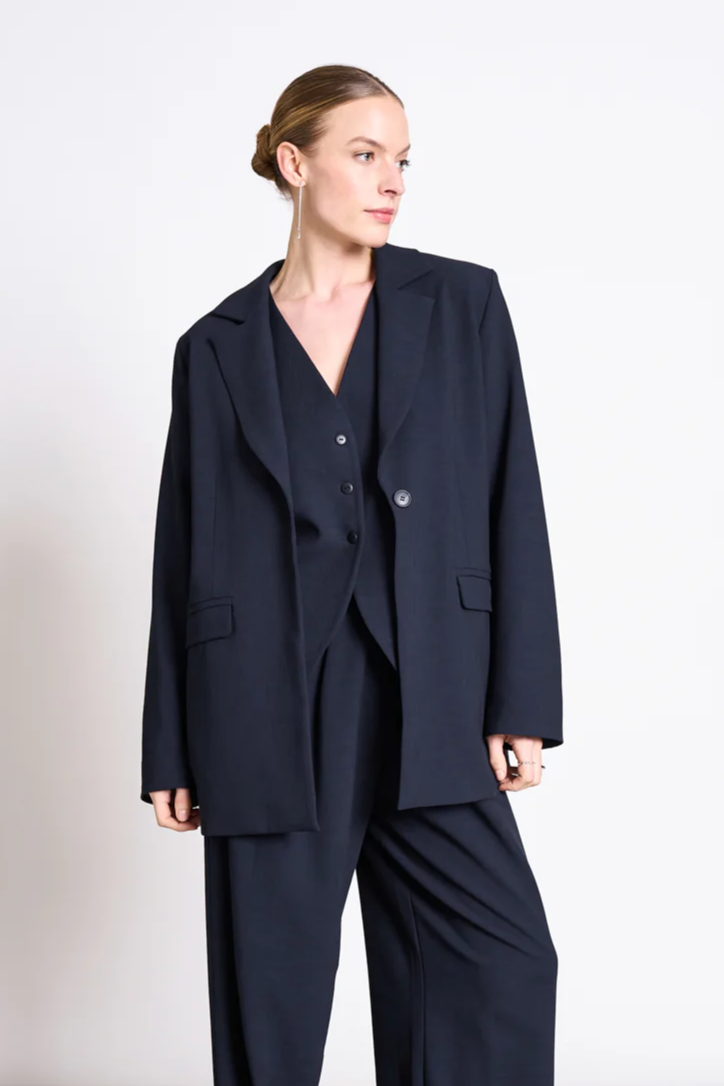 Image of JAN 'N JUNE dames vegan Blazer Met Split Aan De Achterkant Jels Nightfall Navy