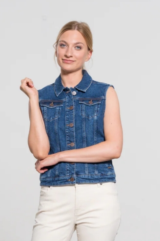 Feuervogl Damen vegan Weste Denim Sana Medium Blau