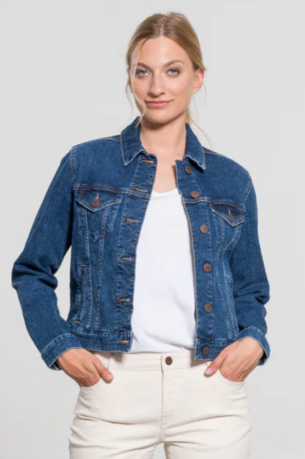 Feuervogl Damen vegan Jacke Denim Stena Medium Blau