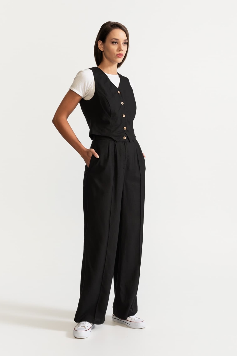 Image of De IONESCU dames vegan Set Figa Linnen Zwart