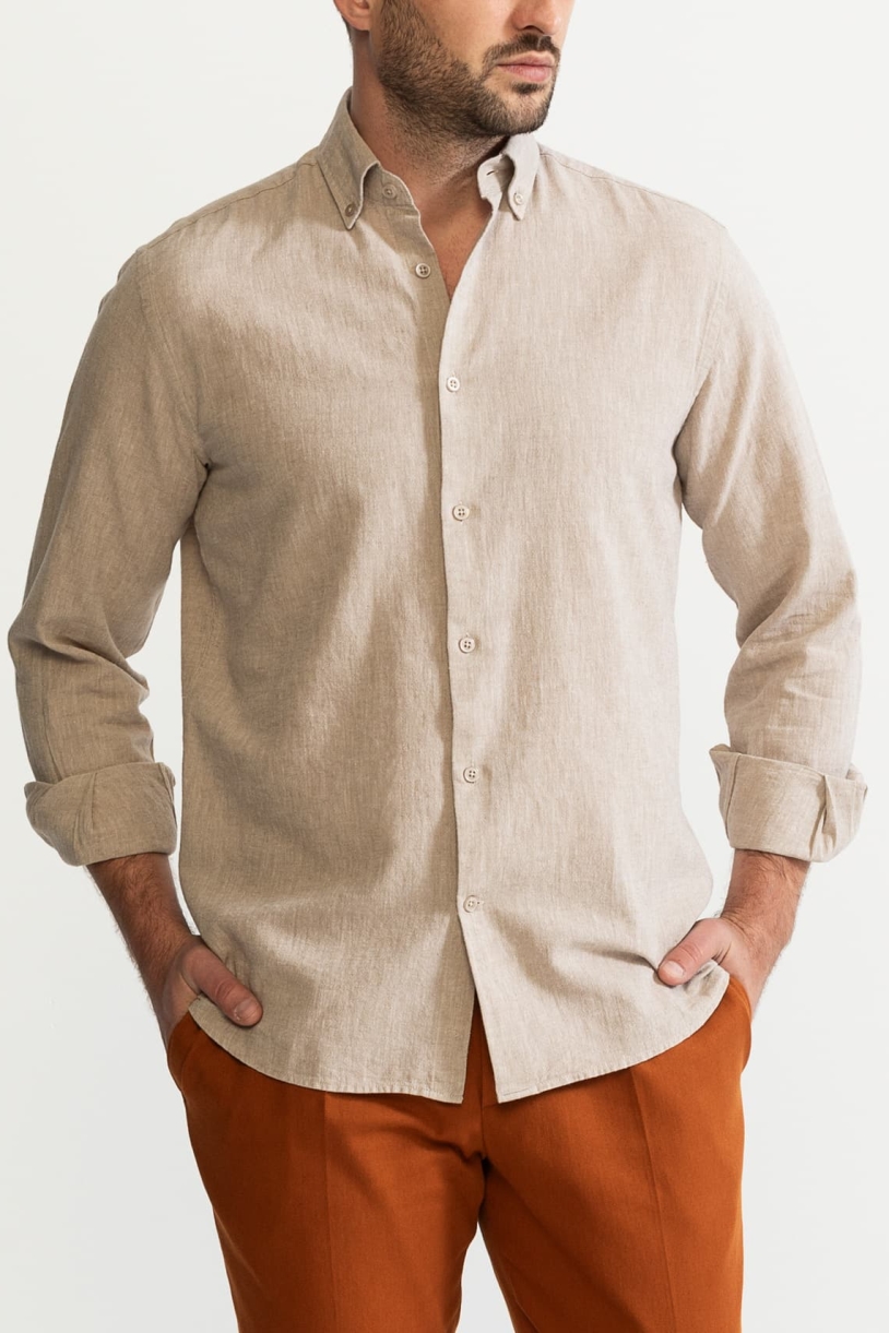 Image of De IONESCU mannen vegan Shirt Godeanu Beige