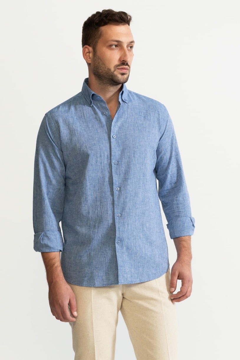 Image of De IONESCU mannen vegan Shirt Godeanu Hemelsblauw