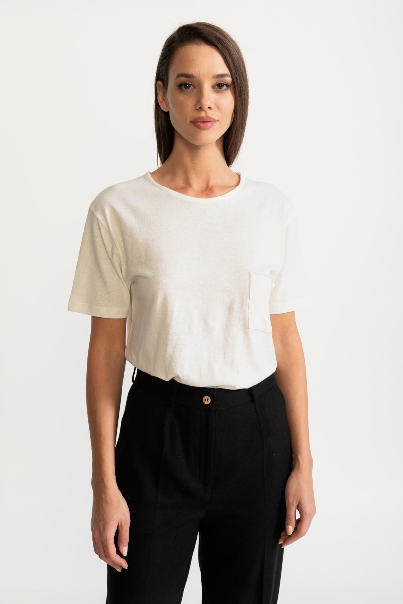 De IONESCU womens vegan T-Shirt Chirales White