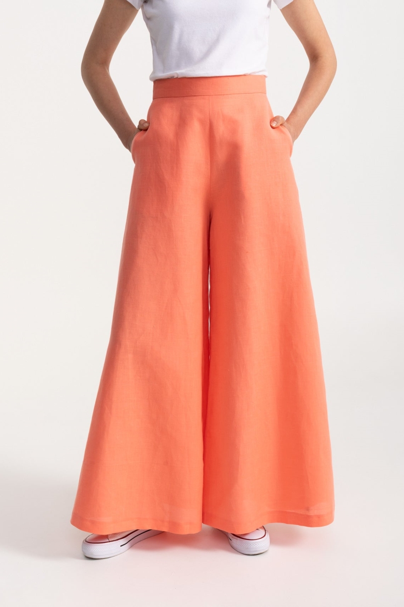 De IONESCU womens vegan Pants Palazzo Linen Melon