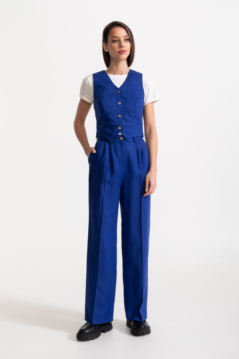 Image of De IONESCU dames vegan Set Figa Linnen Koningsblauw