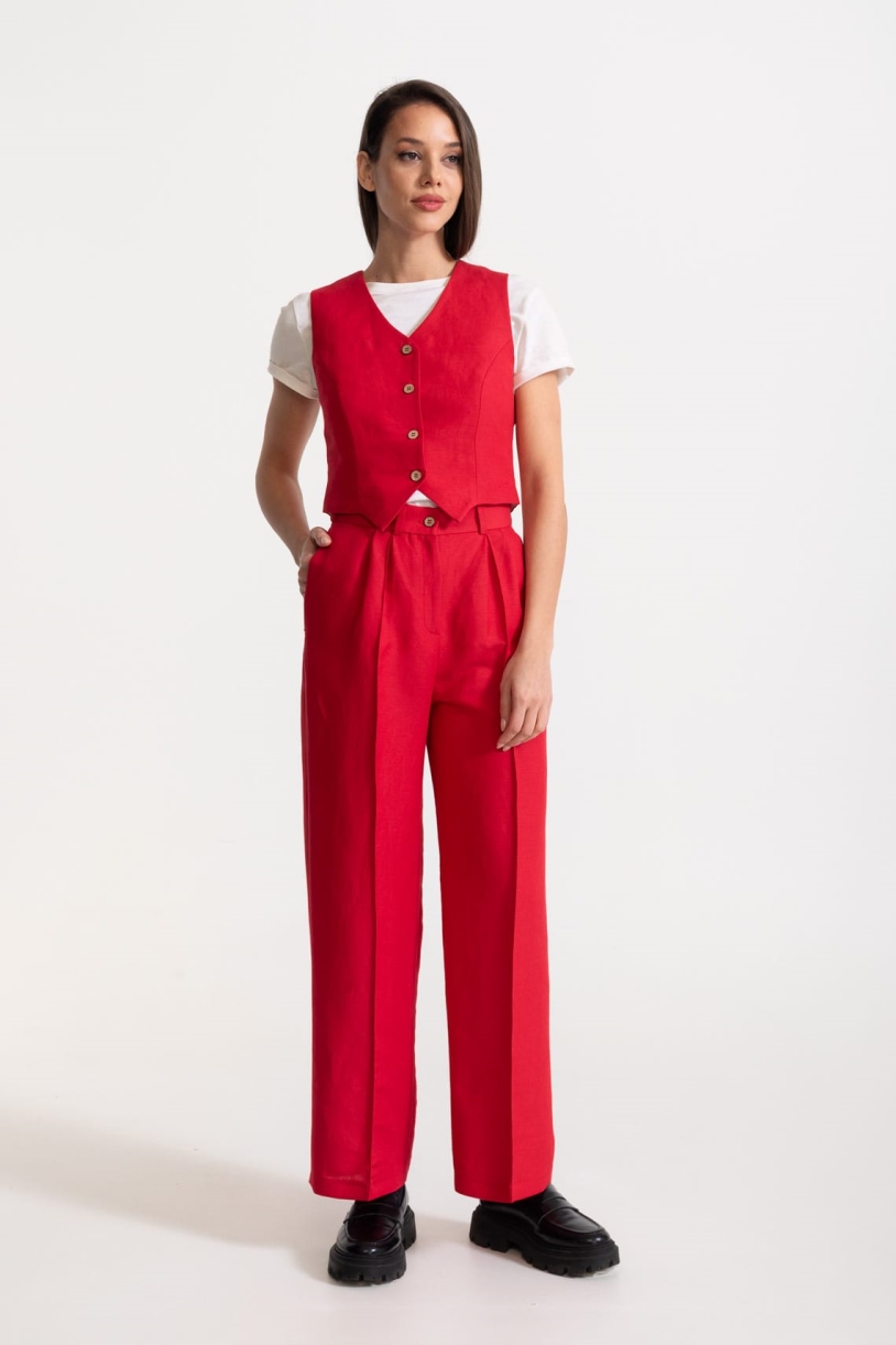 Image of De IONESCU dames vegan Set Figa Linnen Rood