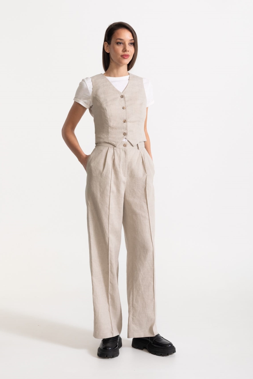 De IONESCU Damen vegan Set Figa Leinen Beige