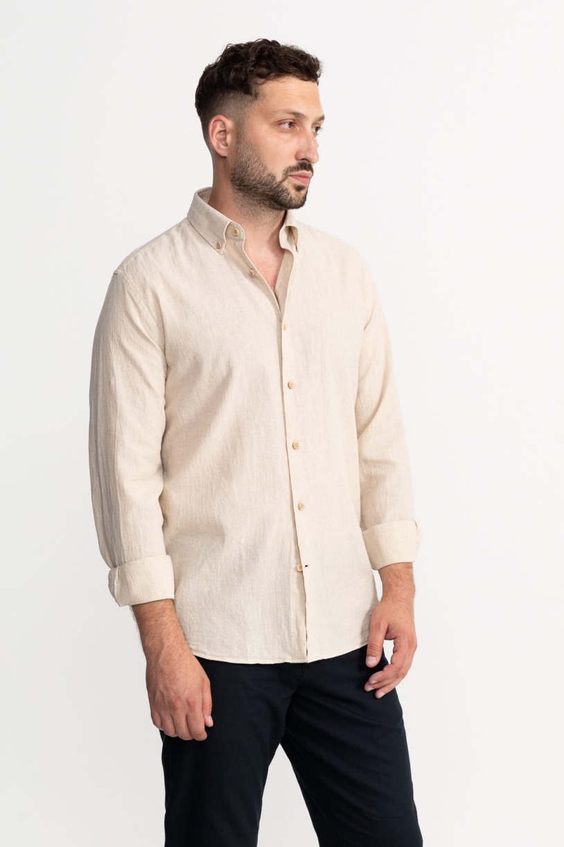 Image of De IONESCU mannen vegan Shirt Godeanu Natural