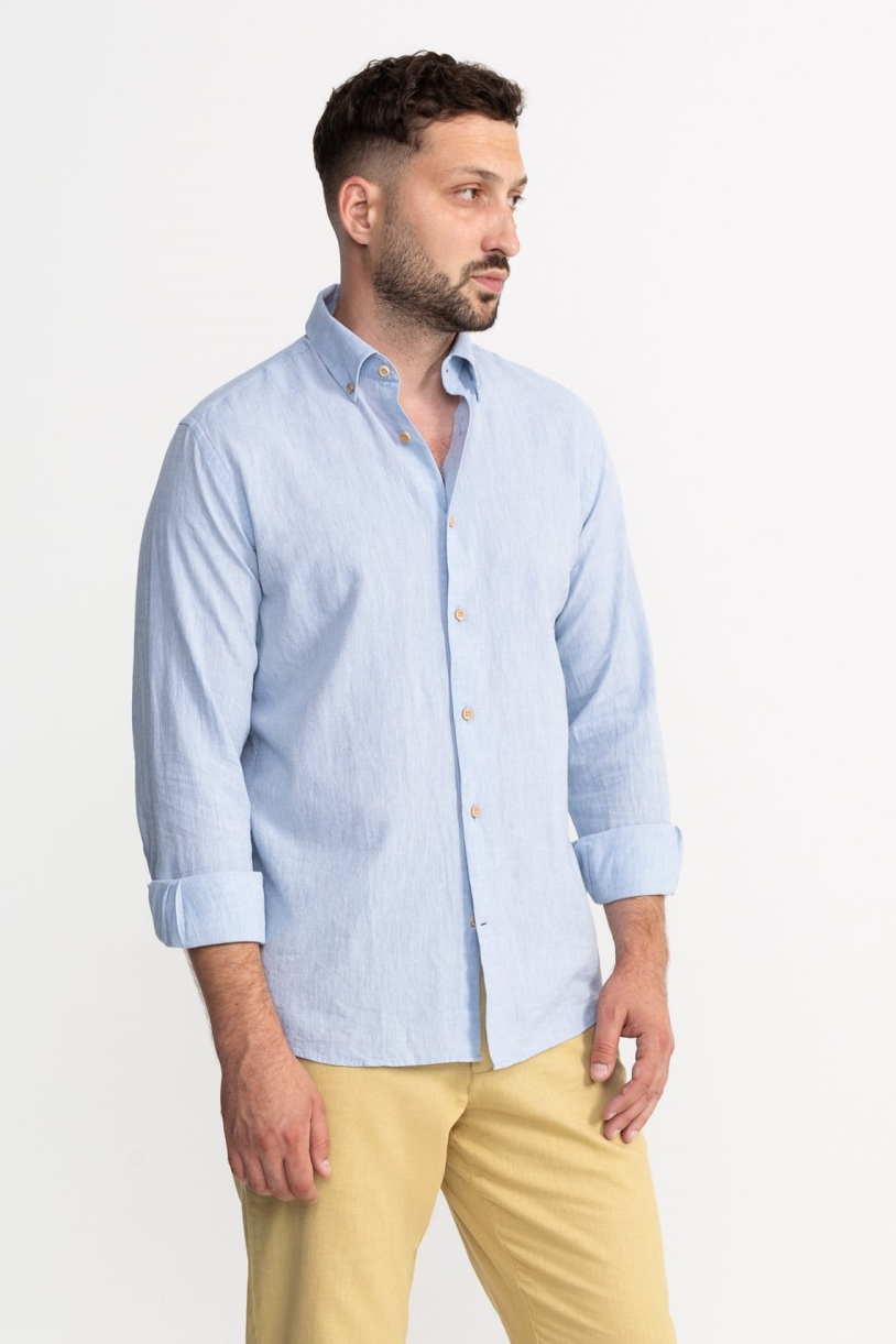Image of De IONESCU mannen vegan Shirt Godeanu Mistblauw