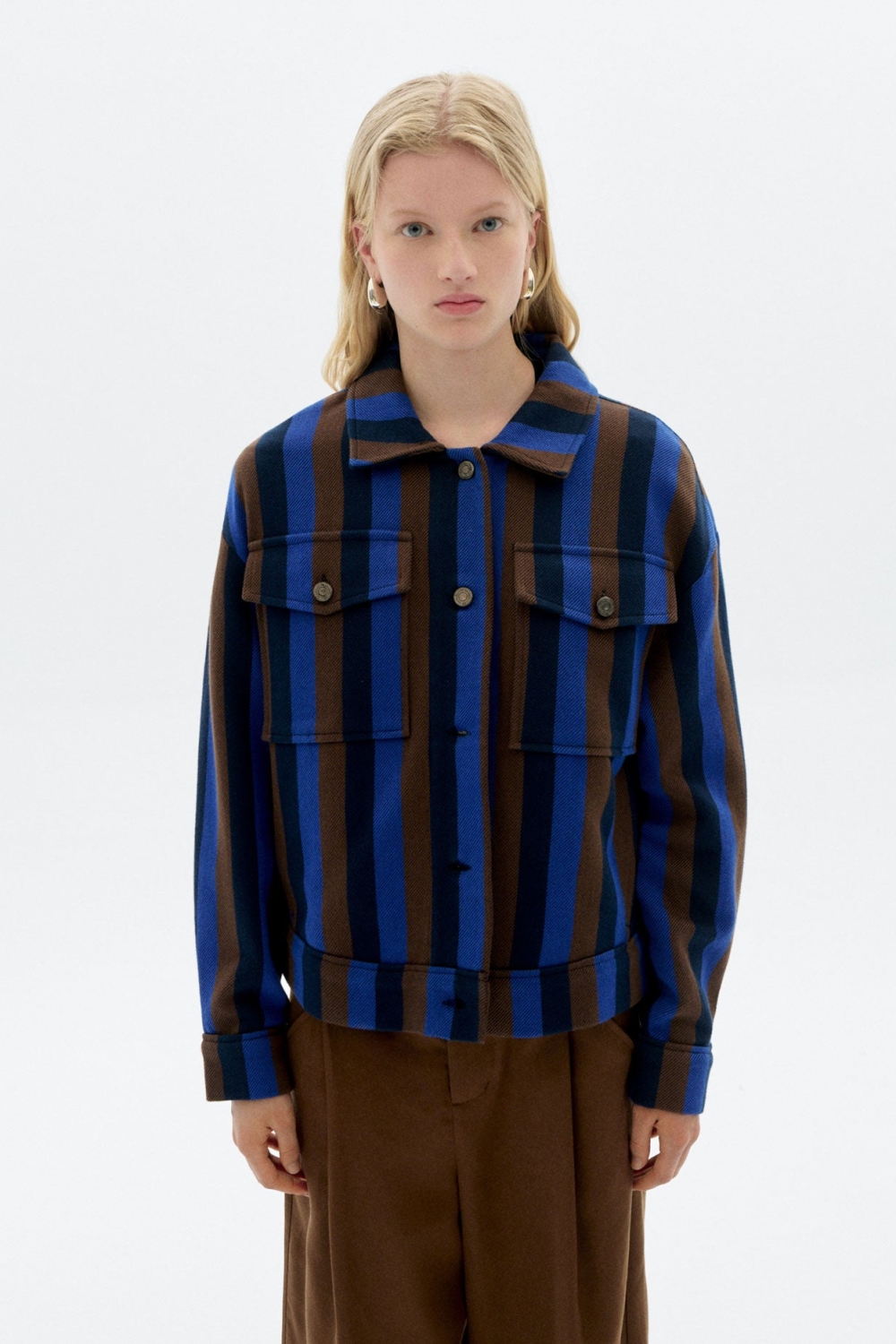 106412 - Thinking MU Damen vegan Jacke Frans Totenham Streifen Blau