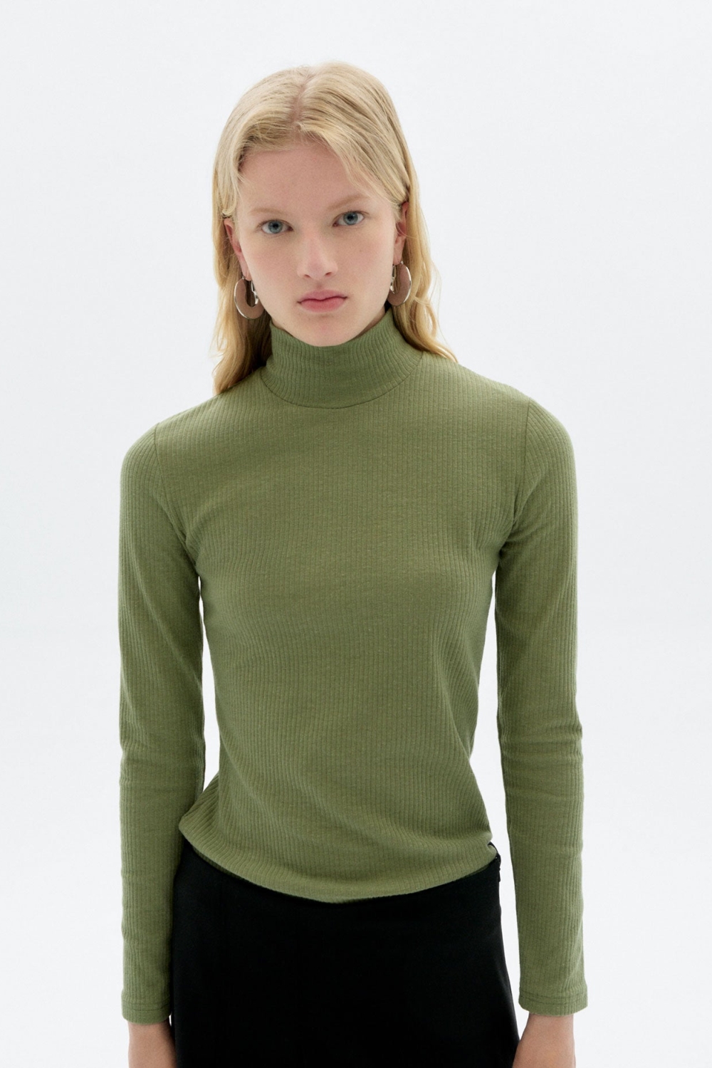 Thinking mu Damen vegan Top Rollkragenpullover Aine Helles EukalyptusgrÃ¼n