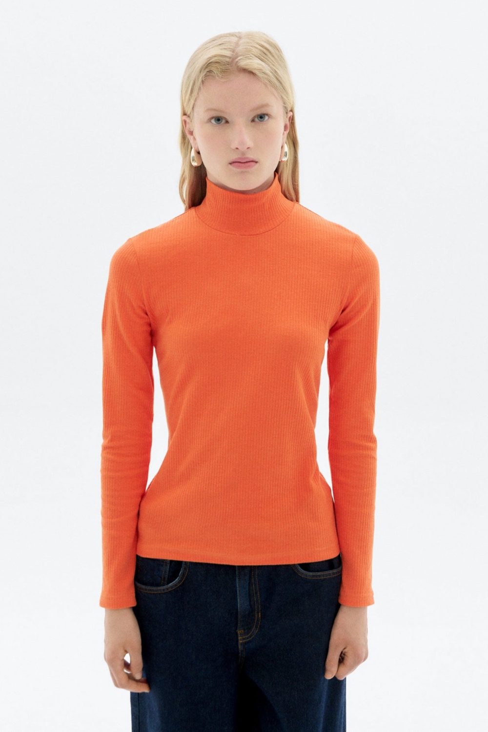 Thinking mu Damen vegan Top Rollkragenpullover Aine Apricot Orange