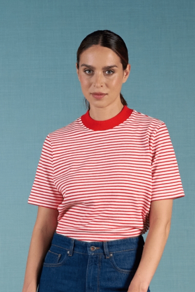 Kuyichi Damen vegan T-Shirt Jill Gestreift Rot