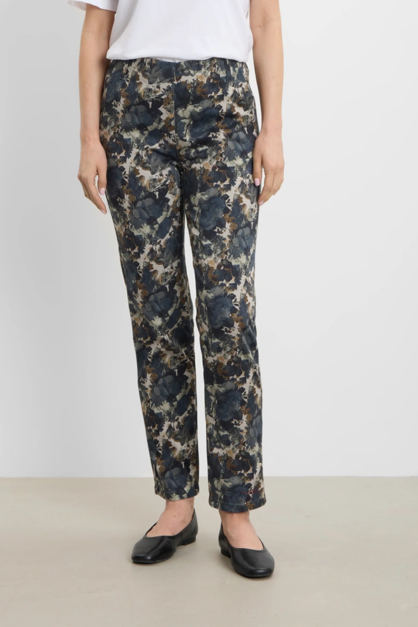 LAURIE Damen vegan Hose Taylor Regular Kurze Länge Stone Flower Print