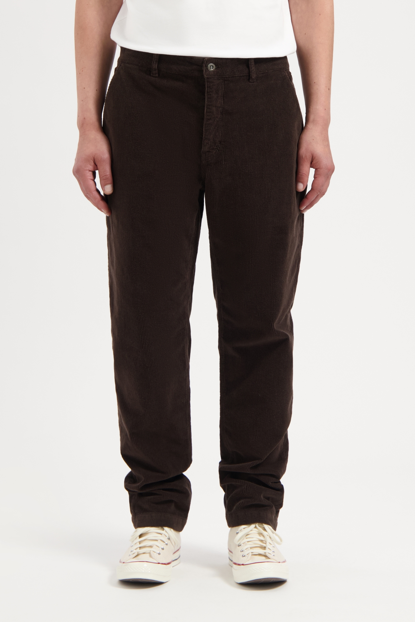 Image of Kuyichi mannen vegan Broek Corduroy Darren Donkerbruin