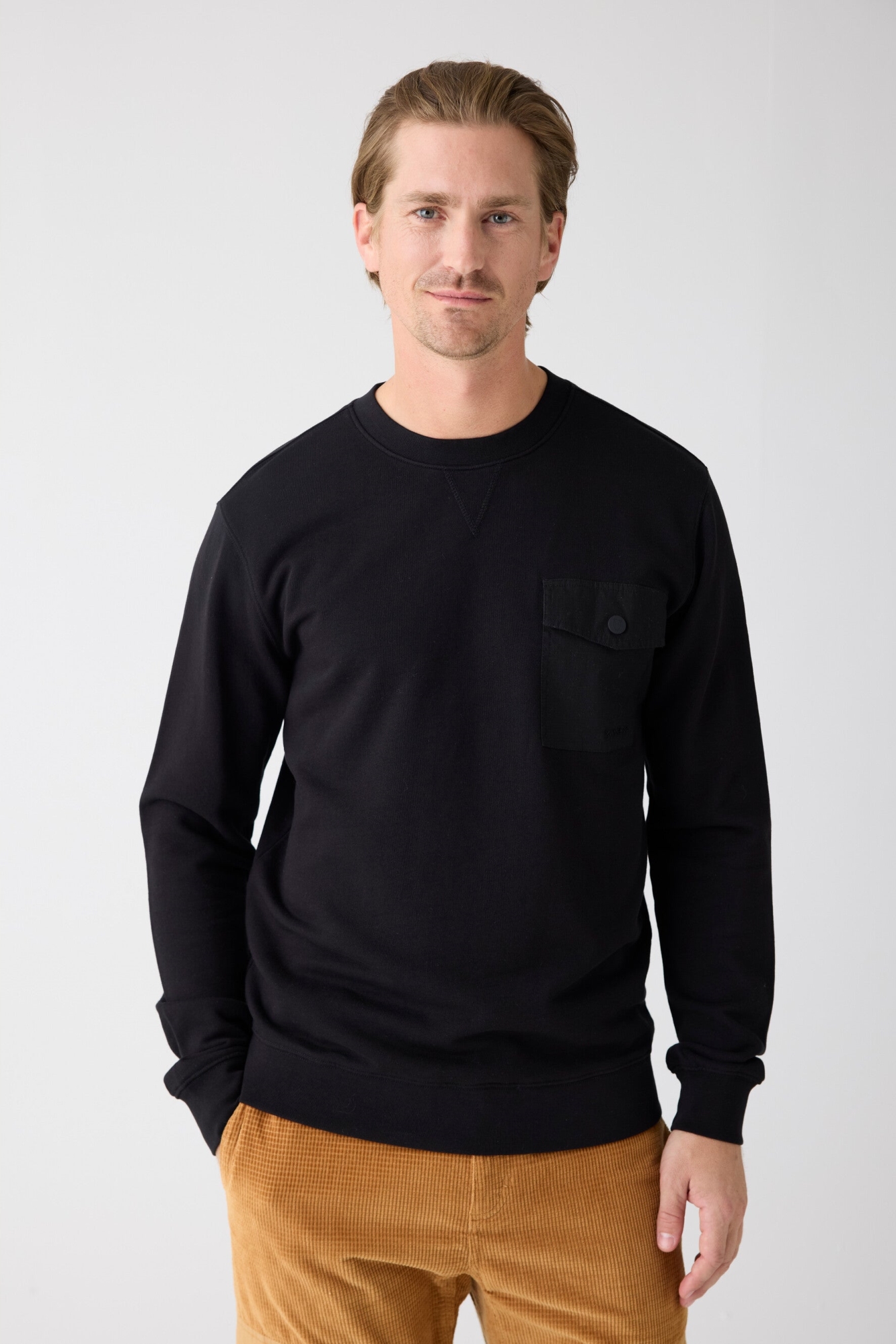 KnowledgeCotton Apparel Herren vegan Sweatshirt Tasche Rundhalsausschnitt Schwarz Jet