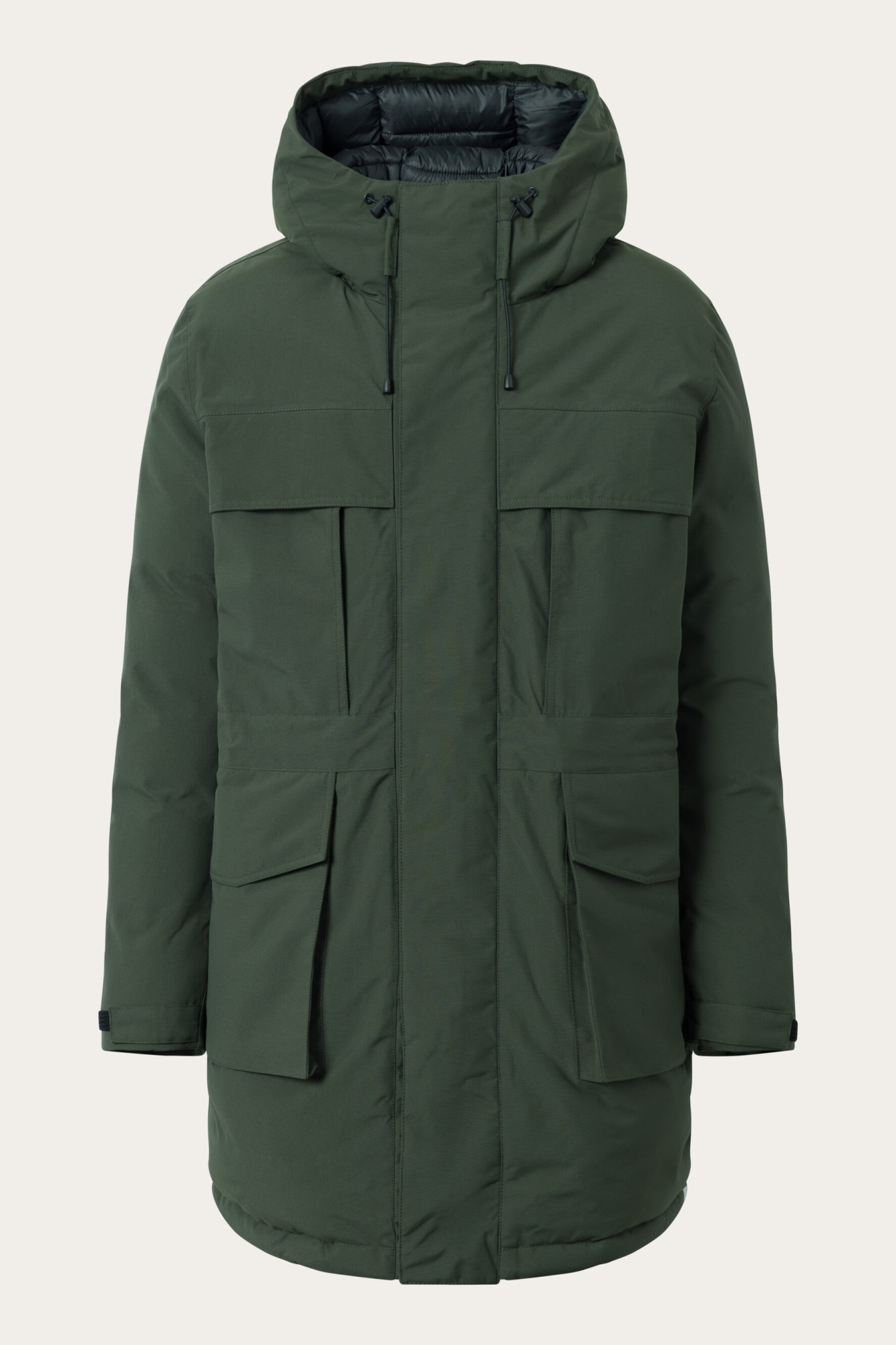 Image of KnowledgeCotton Apparel mannen vegan Jas Lang Gewatteerd Apex Canvas Forrest Night Green