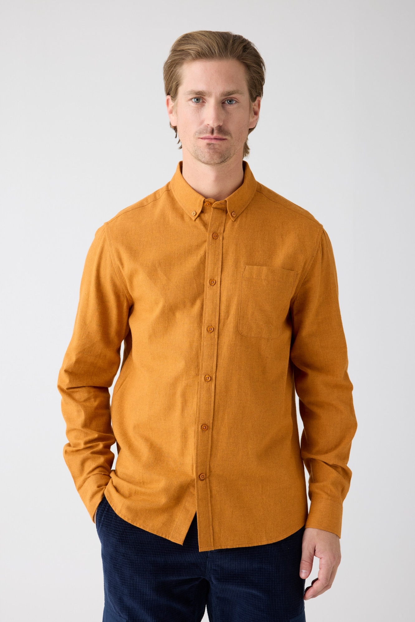 KnowledgeCotton Apparel Herren vegan Hemd Flanell Regular Melange KÃ¼rbisgewÃ¼rz