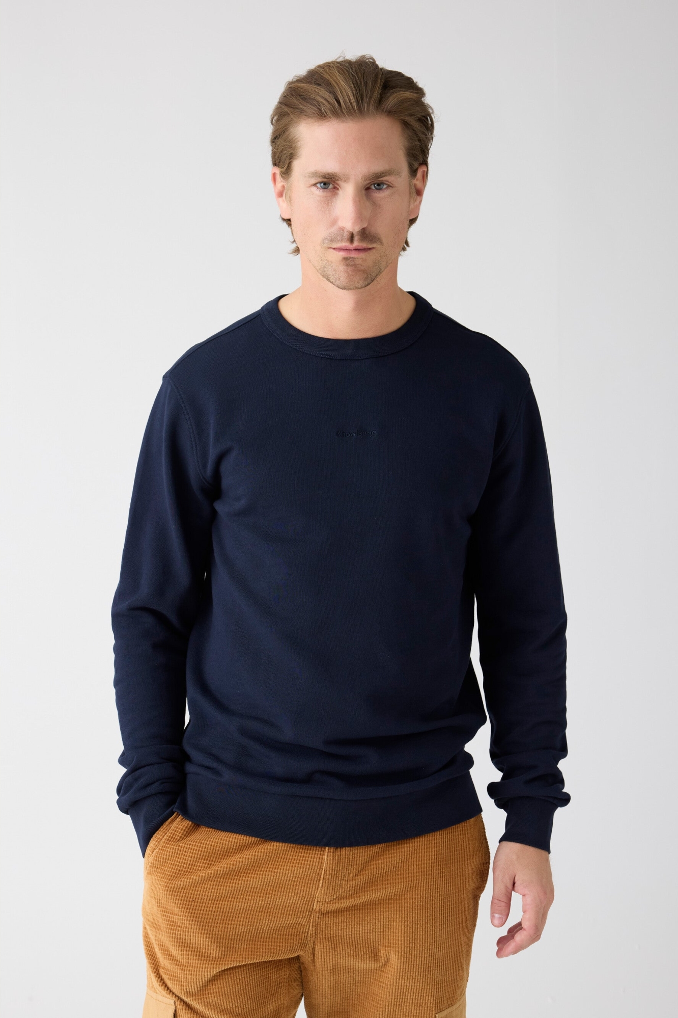 KnowledgeCotton Apparel Herren vegan Sweatshirt Stickerei Rundhalsausschnitt Night Sky Navy