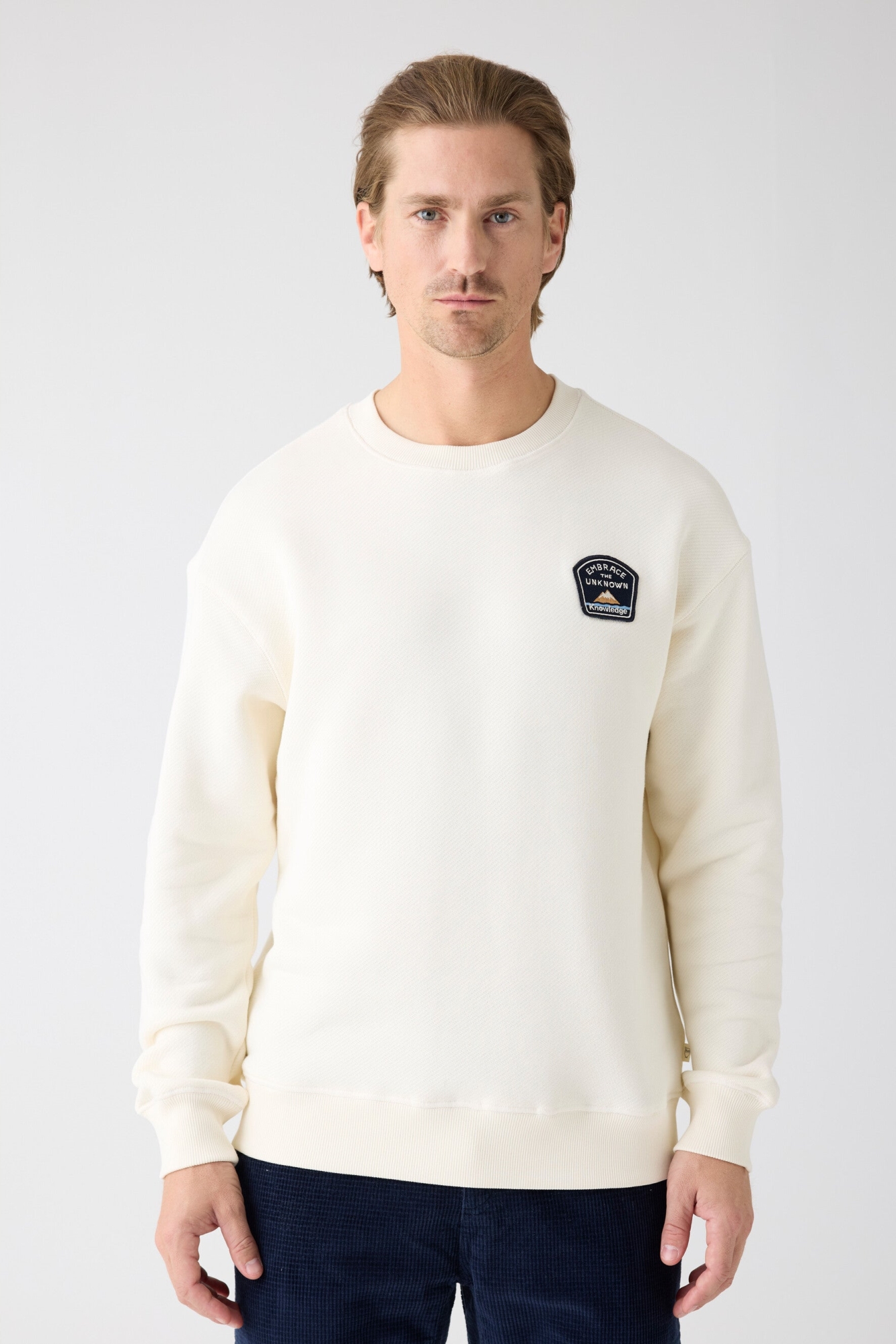 KnowledgeCotton Apparel Herren vegan Sweatshirt Rundhalsausschnitt Egret WeiÃŸ