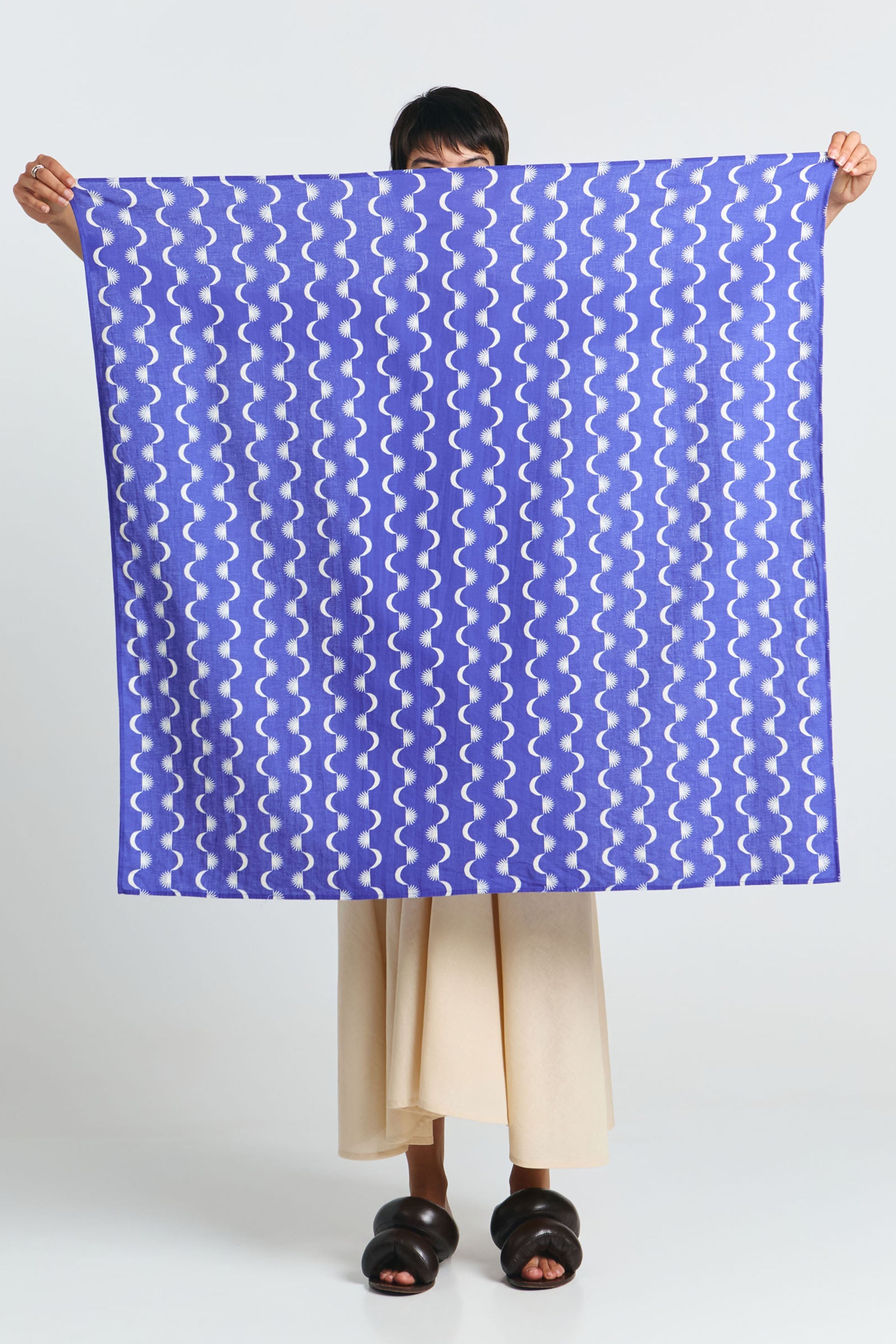 SUITE13LAB womens vegan Scarf Tole Print Moon Blue