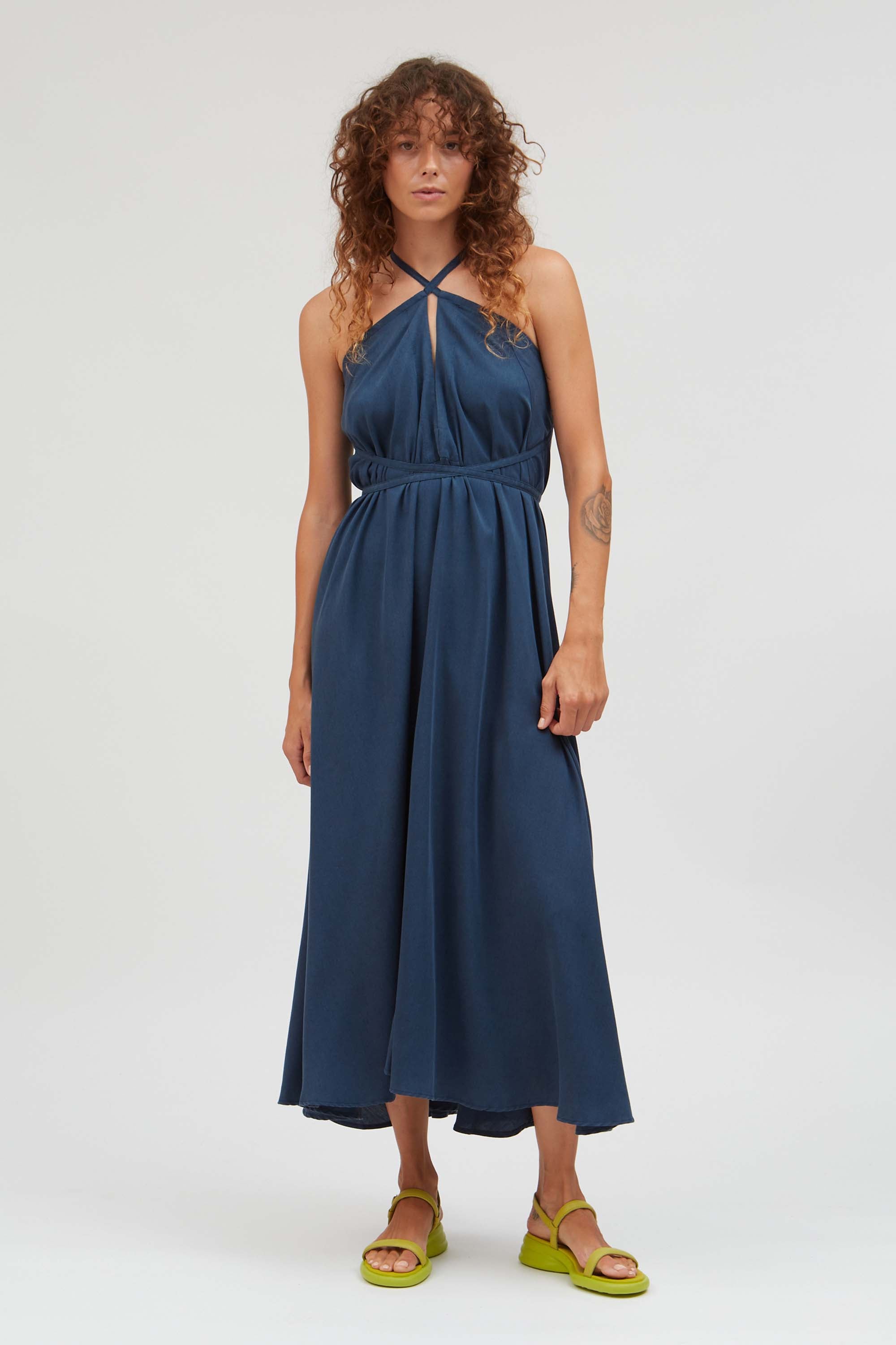 SUITE13LAB Damen vegan Kleid Multiposition Long Blue Night