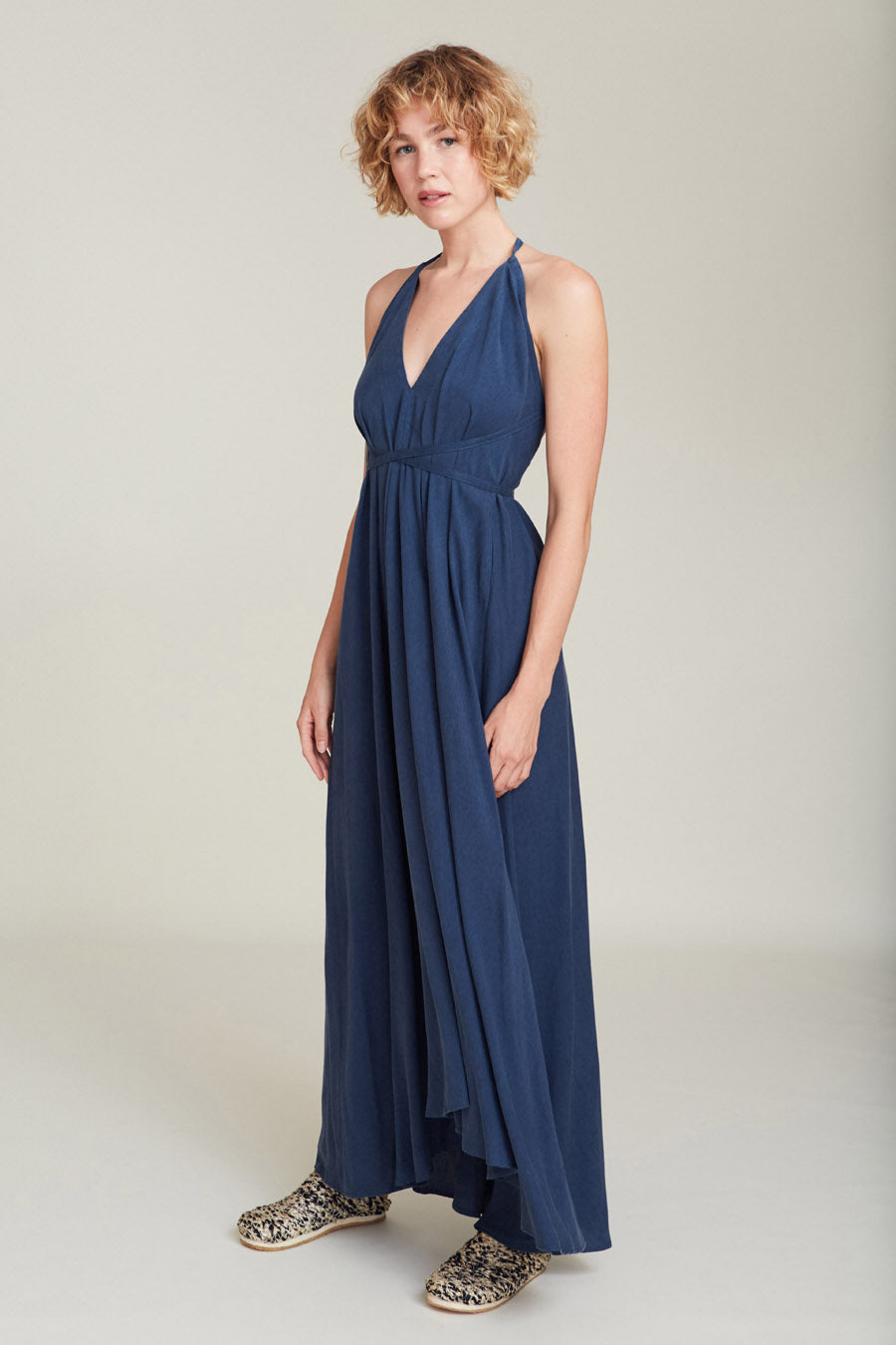 SUITE13LAB Damen vegan Kleid Mp Lang Majorica Blau