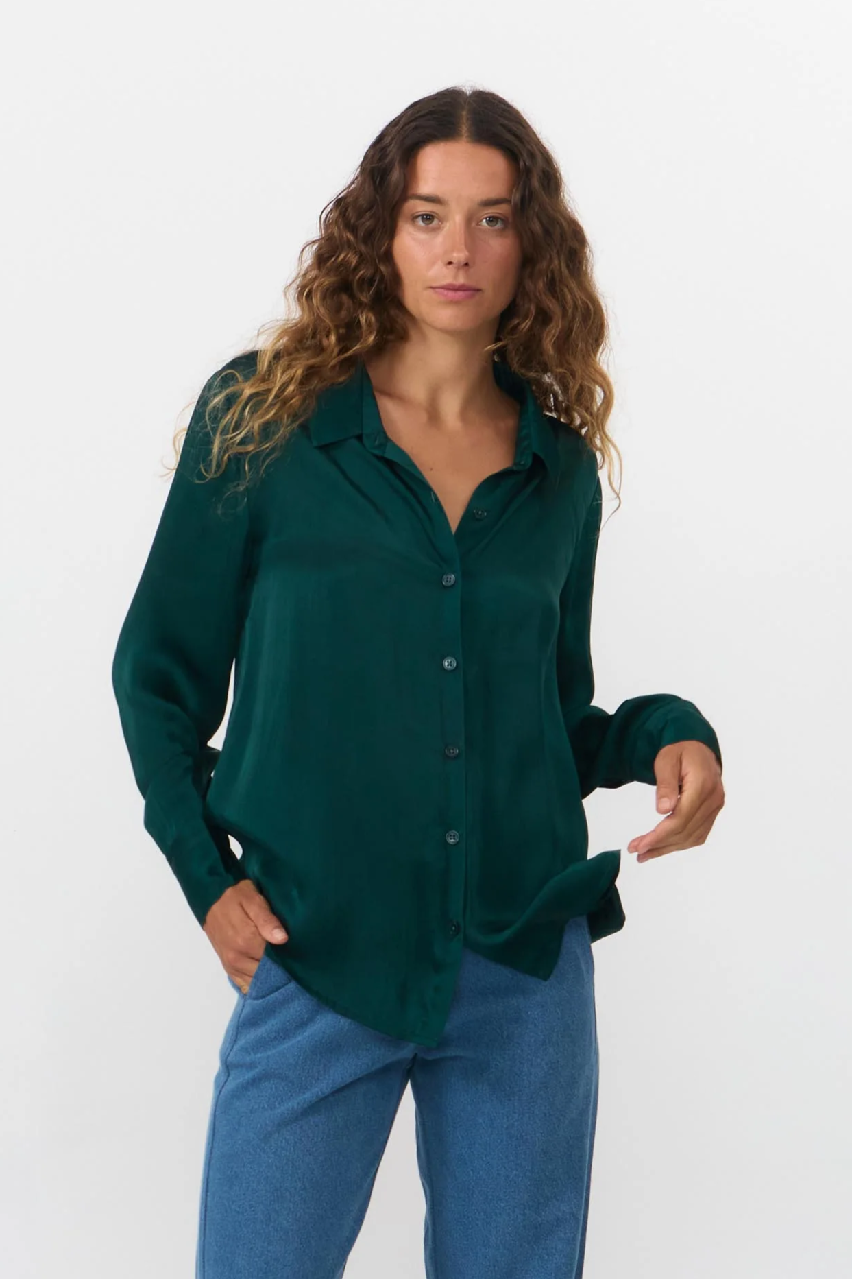 SUITE13LAB Damen vegan Hemd Tiny Dunkelgrün