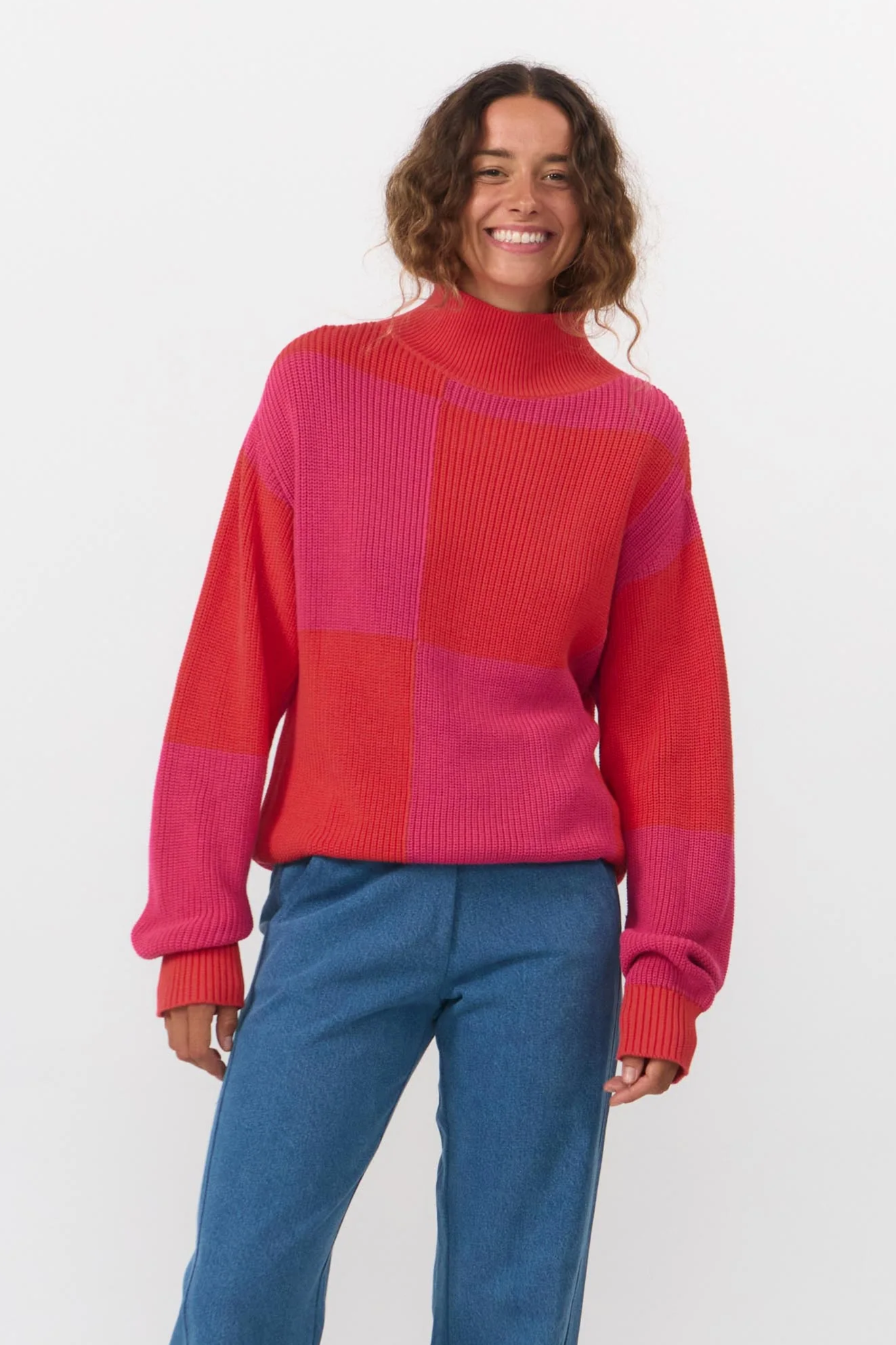 SUITE13LAB Damen vegan Pullover Shira Rotes Karo