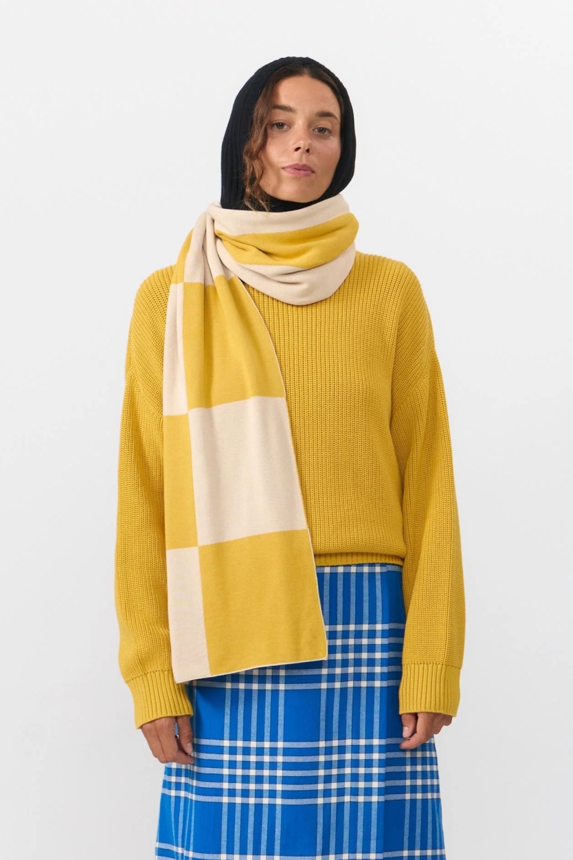 SUITE13LAB Damen vegan Halstuch London Check Senf