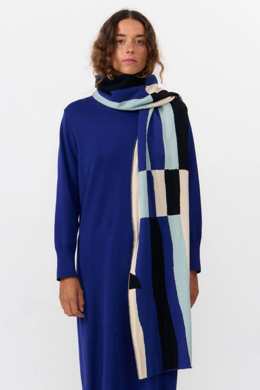 SUITE13LAB Damen vegan Schal London Jacquard Print Move Multicolor