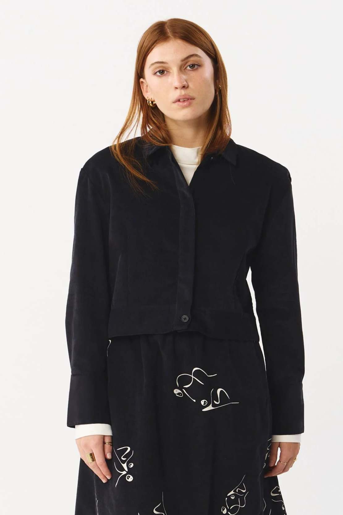 SUITE13LAB Damen vegan Shirt Cord Köder Schwarz